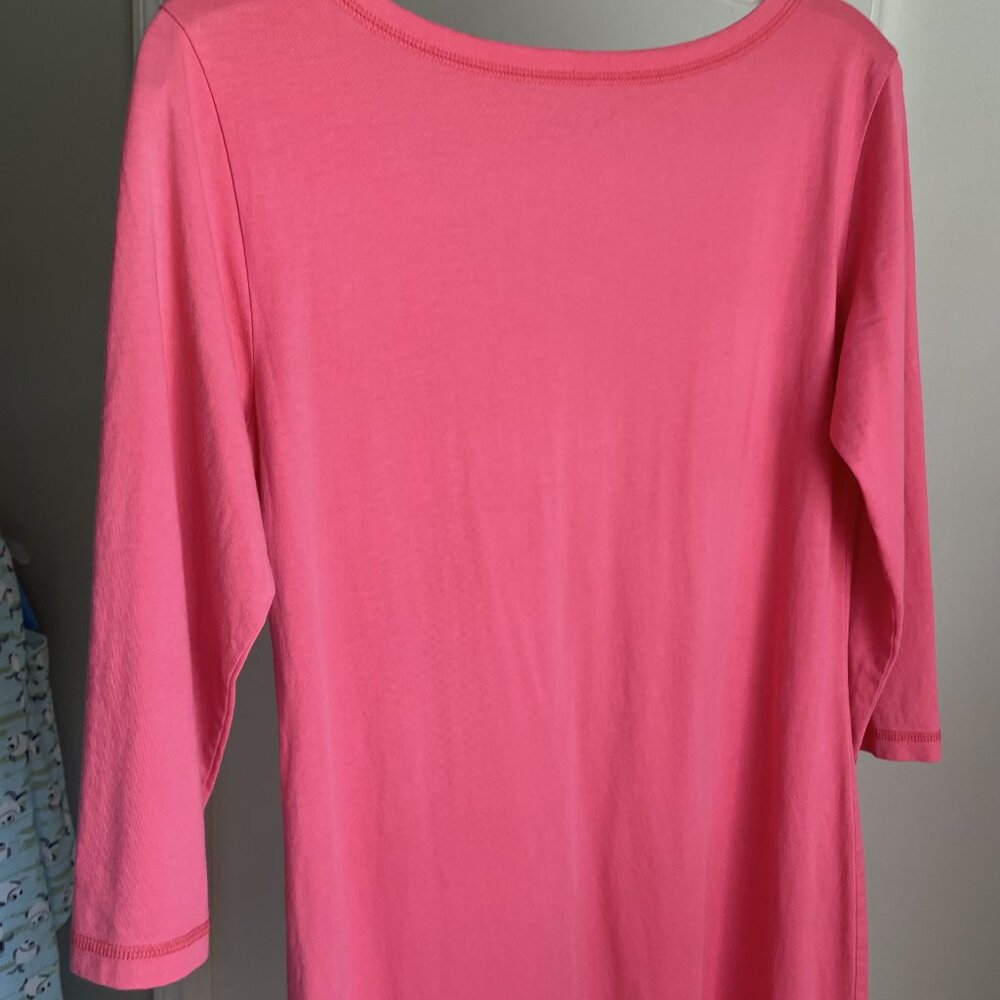 Lilly Pulitzer Palmetto Dress Size M Island Coral Pink Henley V Neck Shirtdress - Picture 12 of 15